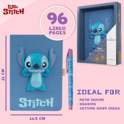 carnet couverture 3d et stylo stitch disney