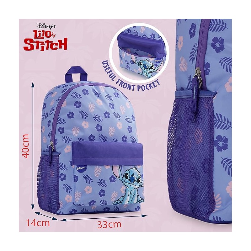 PASO Cartable Pour Filles Et Garçons Motif : LILO&STITCH - Cartable D'école Primaire Avec éléments Réfléchissants - Sac