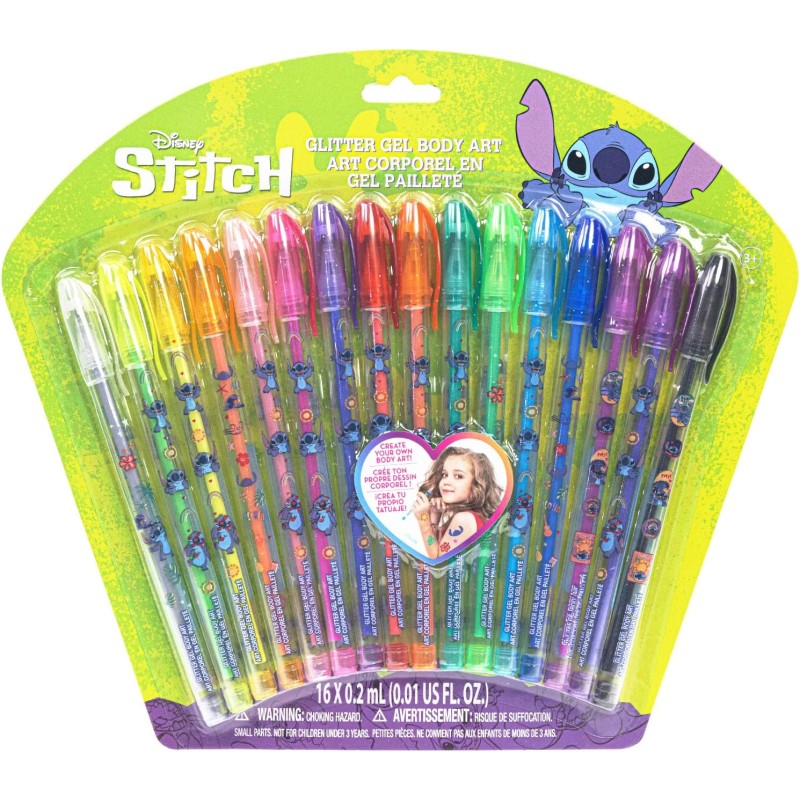 Coffret 16 Stylos à Paillettes Disney Stitch – Couleurs Éclatantes