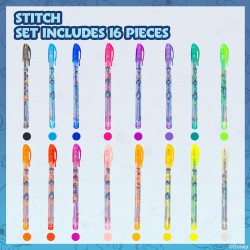 Coffret 16 Stylos à Paillettes Disney Stitch – Couleurs Éclatantes