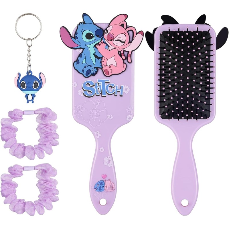 brosse à cheveux angel et stitch 3d silicone violet